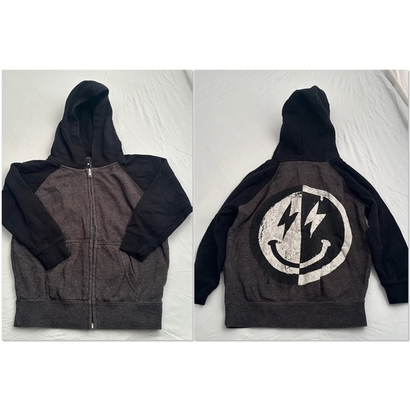 Pixie Lane gray and black graphic back full zip hoodie - Picture 1 of 6